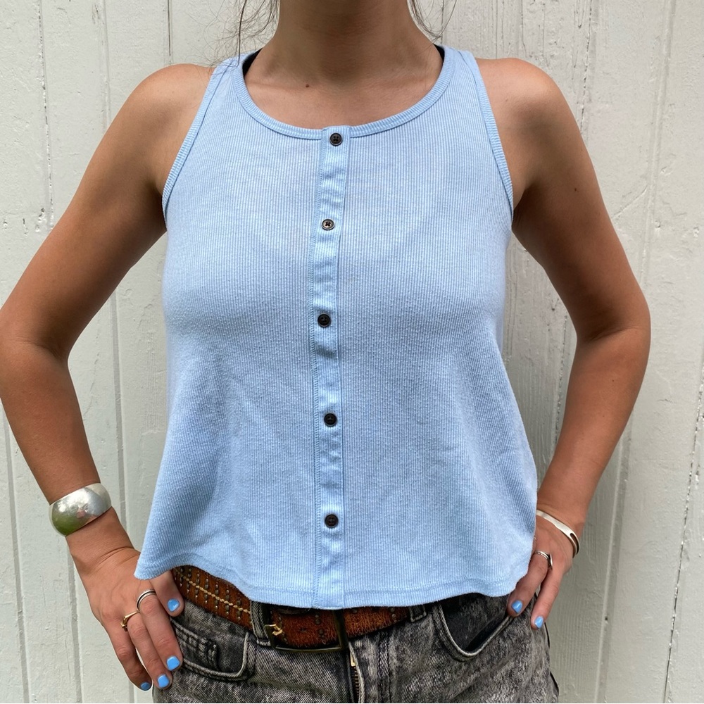 ART CLASS BLUE TANK TOP BUTTON UP